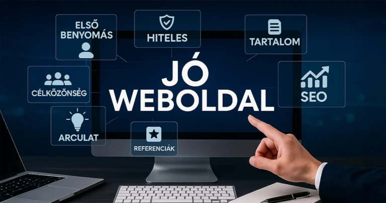 Jó weboldal tényezői: első benyomás, hitelesség, tartalom, SEO, célközönség, arculat és referenciák