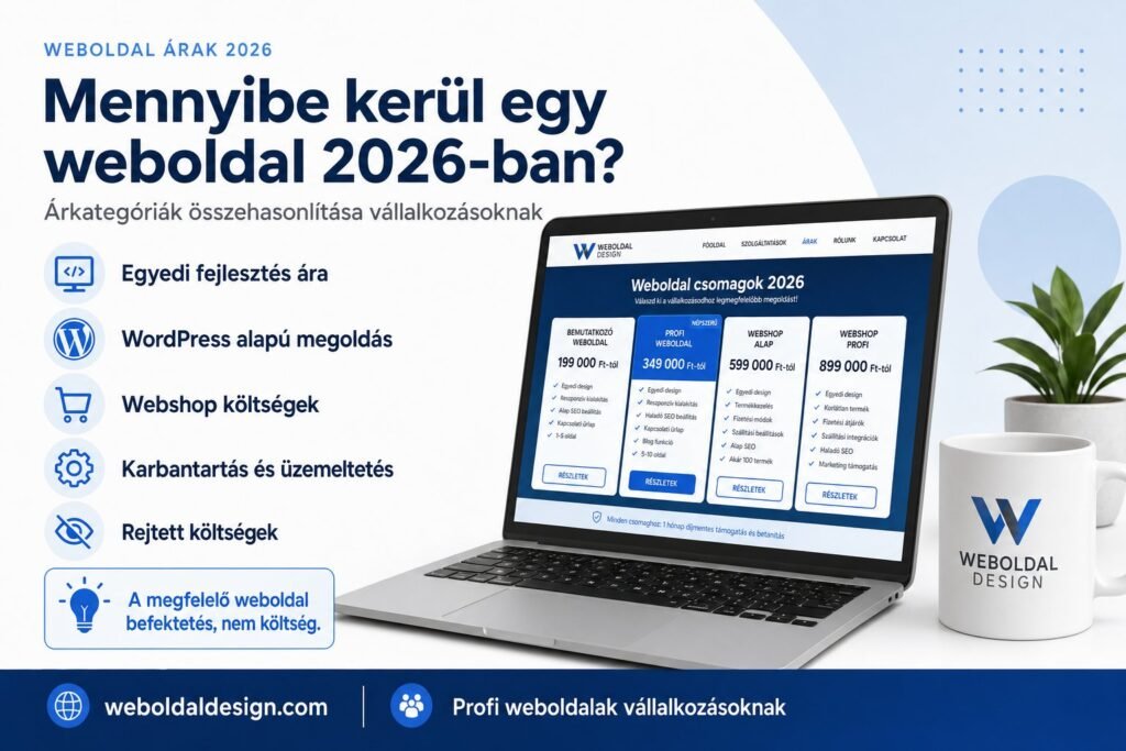 Weboldal készítés árak 2026 — árkategóriák összehasonlítása vállalkozásoknak