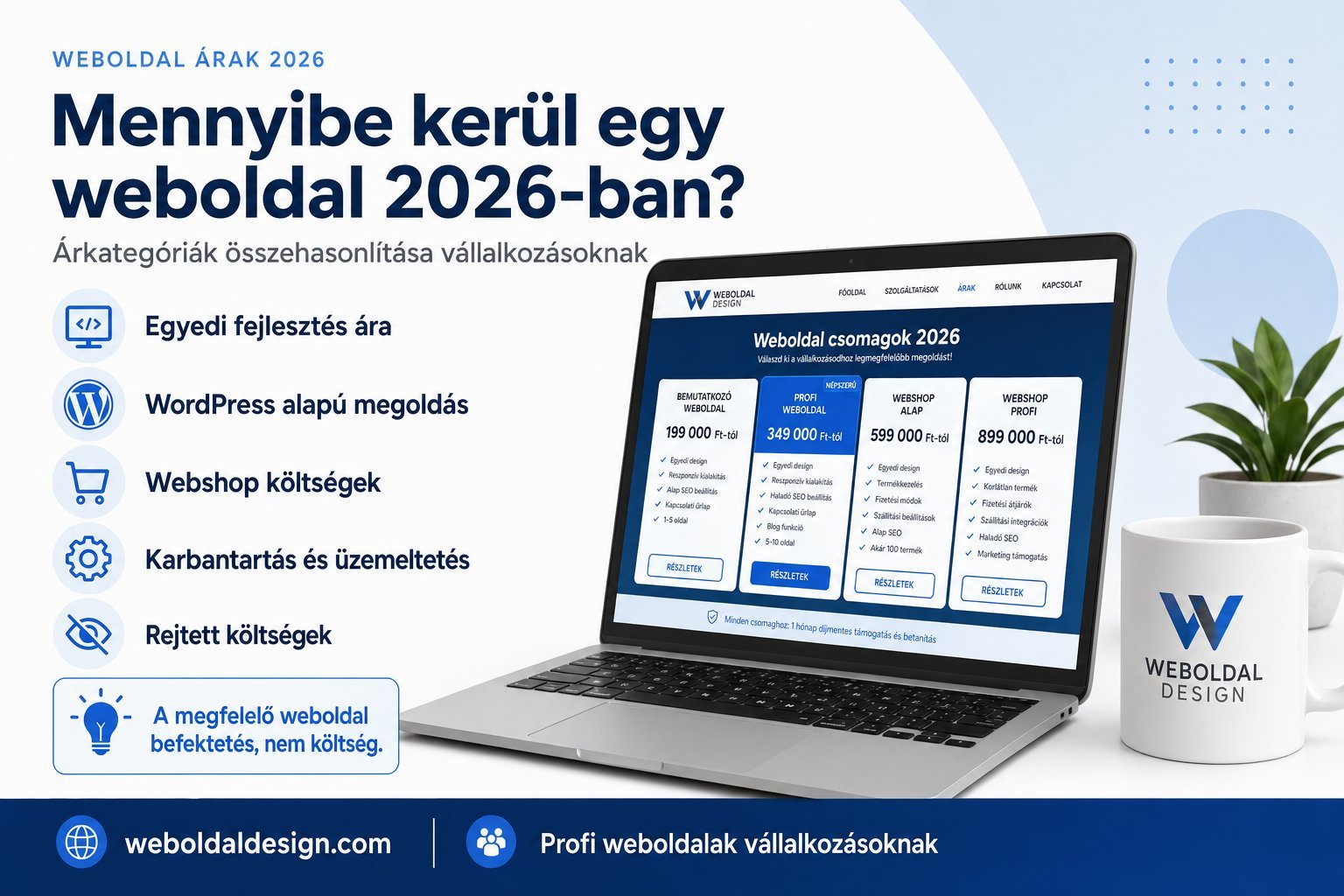 Weboldal készítés árak 2026 — árkategóriák összehasonlítása vállalkozásoknak