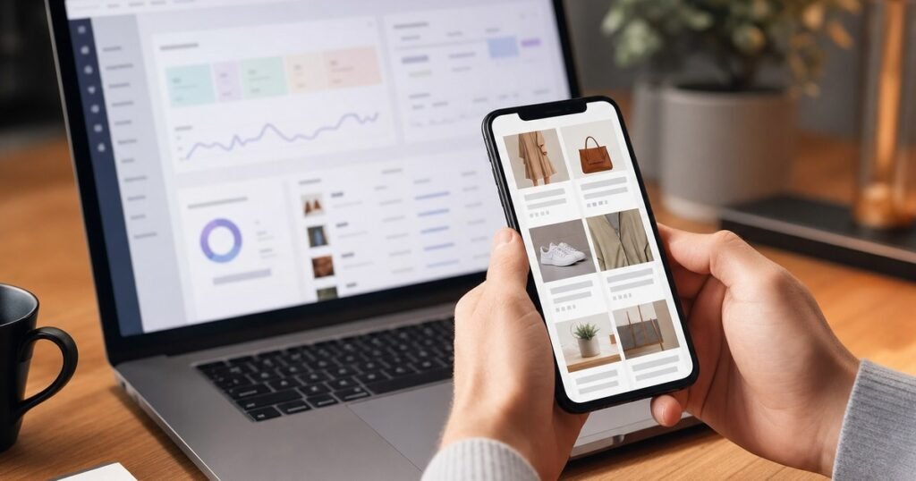 Webshop építés - e-commerce felület mobilon és laptopon