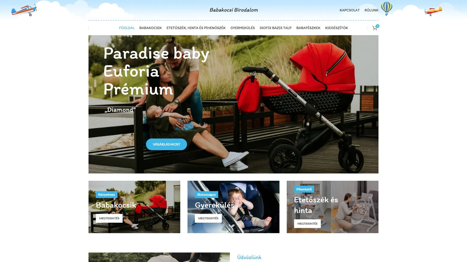 Babakocsi Birodalom webshop régi weboldala (2026 márciusáig)