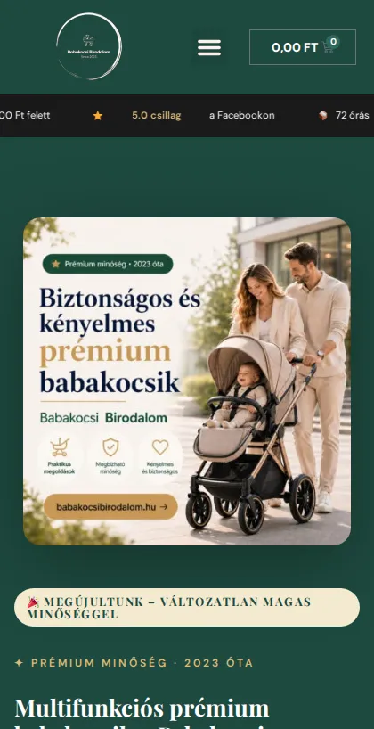Mobilbarát webshop: a Babakocsi Birodalom webáruháza telefonon