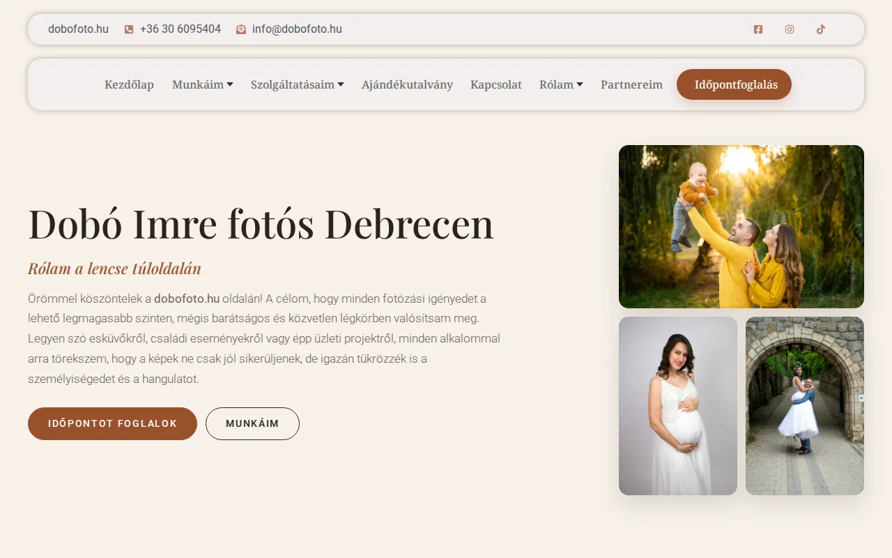 Weboldal készítés referencia: dobofoto.hu fotós weboldal időpontfoglalással
