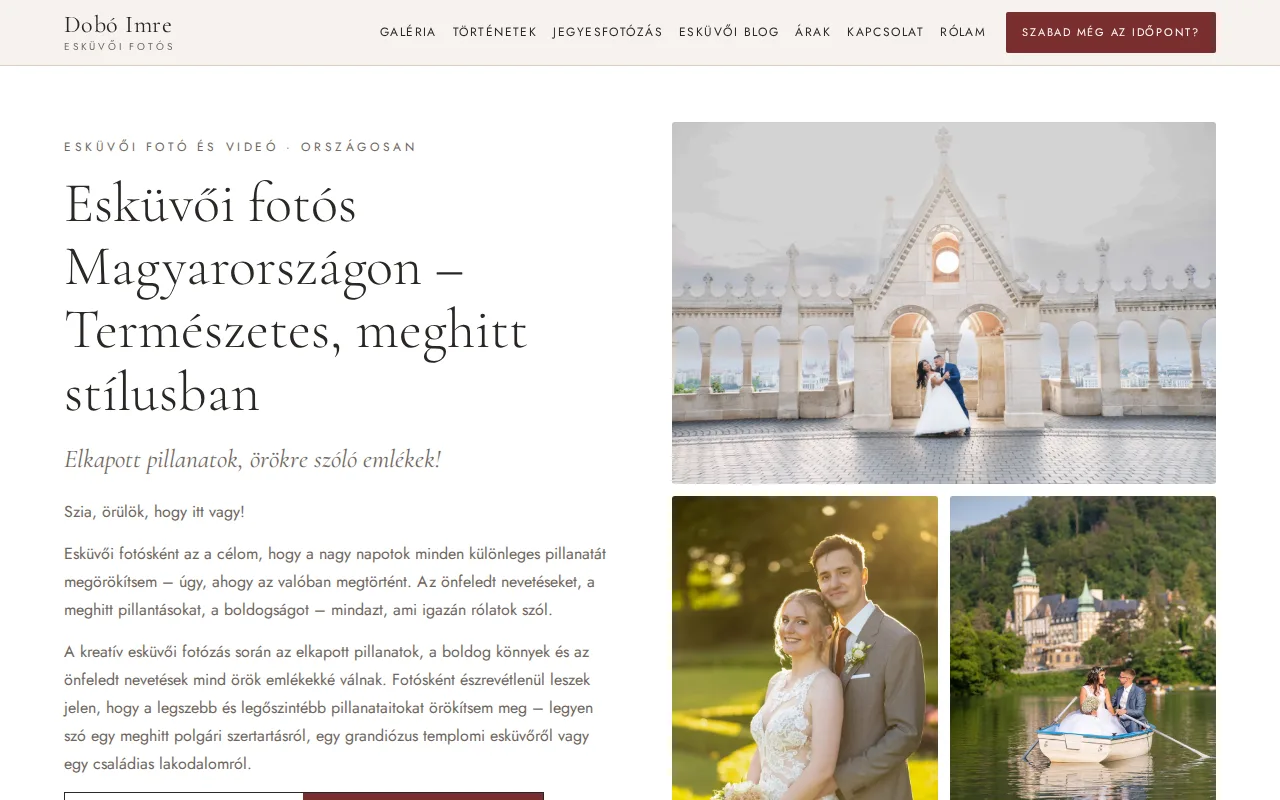 Weboldal készítés referencia: doboimre.hu esküvői fotós weboldal