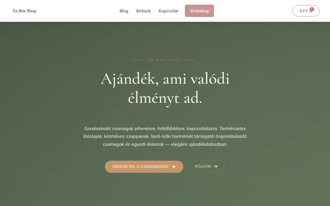 Weboldal készítés referencia: Én Box Shop ajándékcsomag webshop
