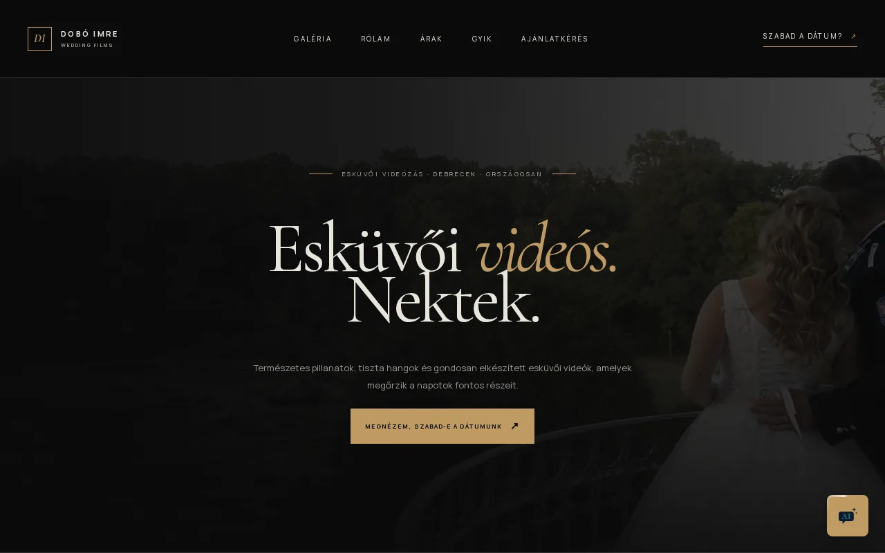 Weboldal készítés referencia: eskuvofilmes.hu esküvői videós oldal