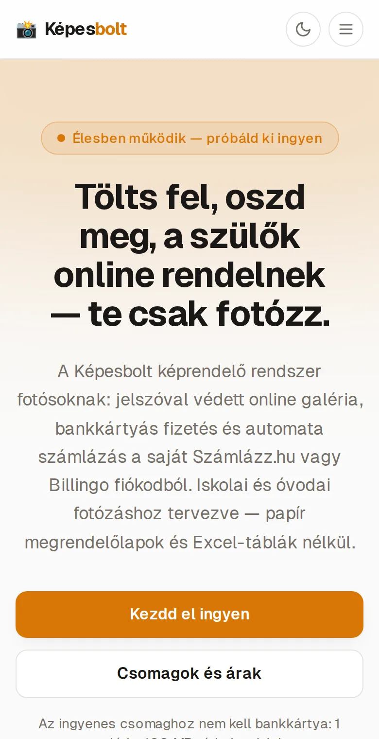 A Képesbolt képrendelő rendszer mobilon