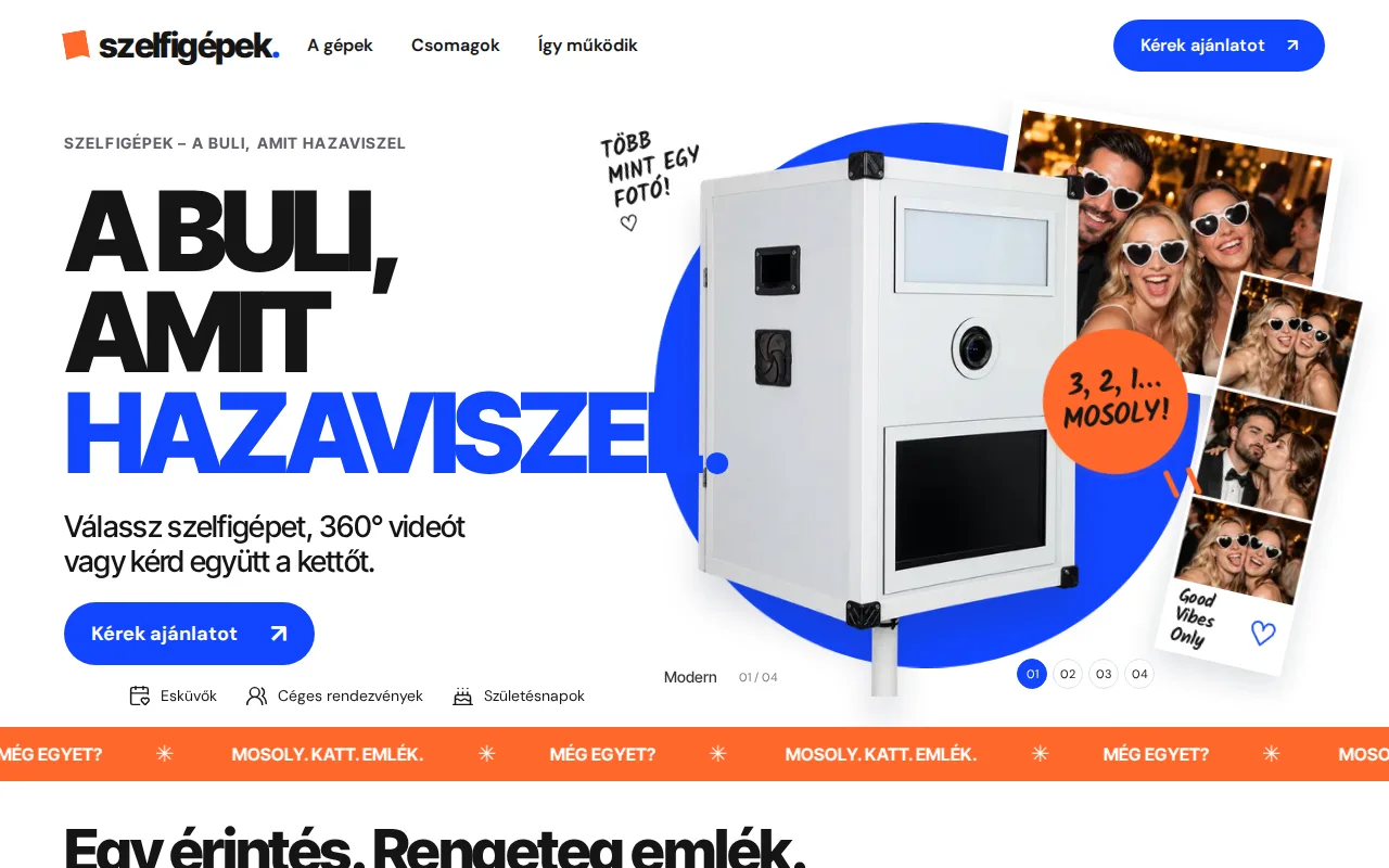 Weboldal készítés referencia: szelfigepek.hu