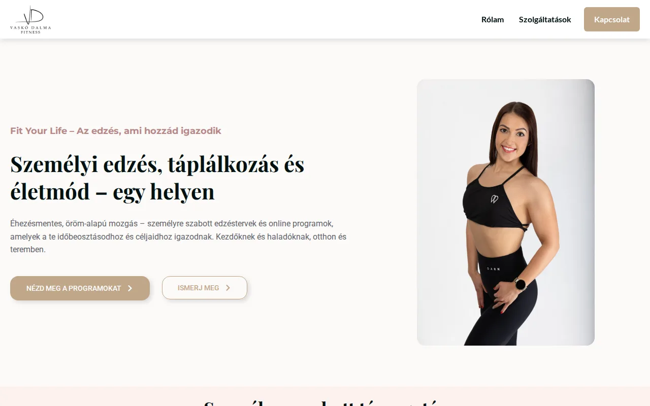 Weboldal készítés referencia: Vaskó Dalma személyi edző weboldal