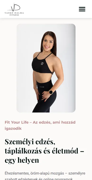 Weboldal készítés referencia: Vaskó Dalma személyi edző weboldal (mobil)