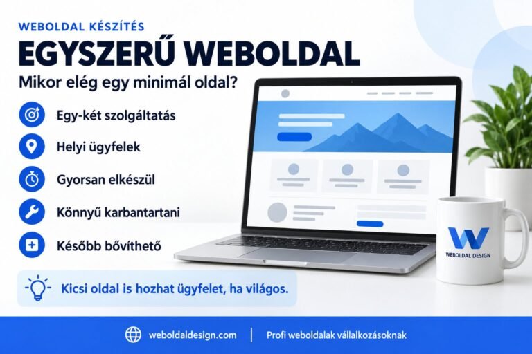Egyszerű weboldal – mikor elég egy minimál oldal, infografika laptoppal