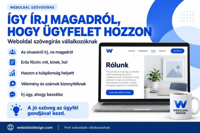 Weboldal szövegírás: így írj magadról, hogy ügyfelet hozzon – infografika laptoppal